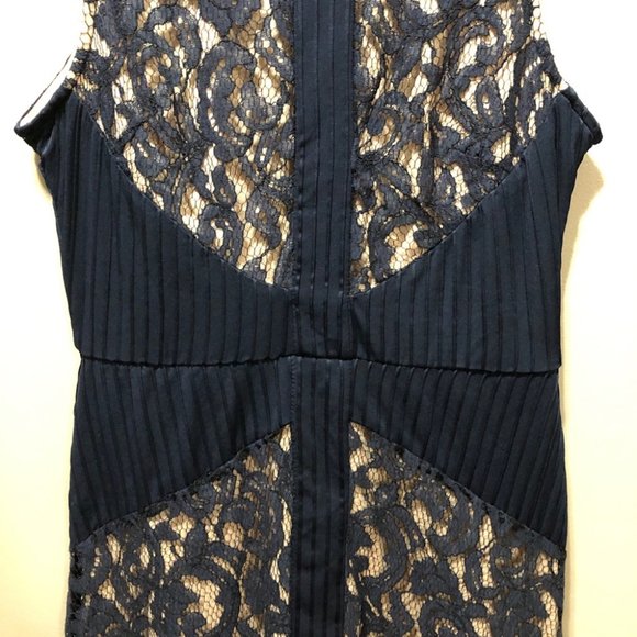 {The Limited} Navy Stretch Lace Fit n Flare Dress - Picture 4 of 8